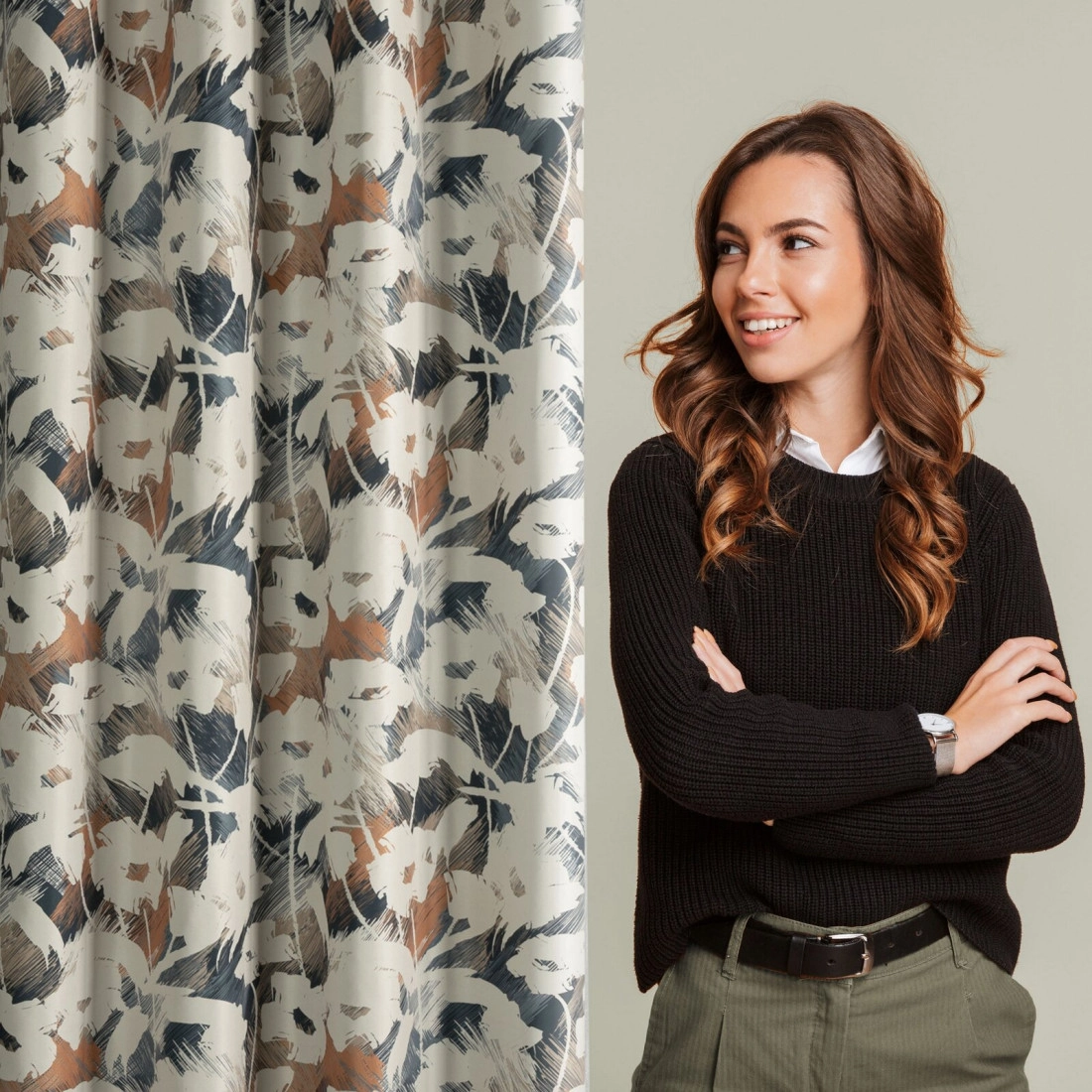 Záves 140x250 cm mikrovláknový béžový tmavomodrý na kovové krúžky AMBRA