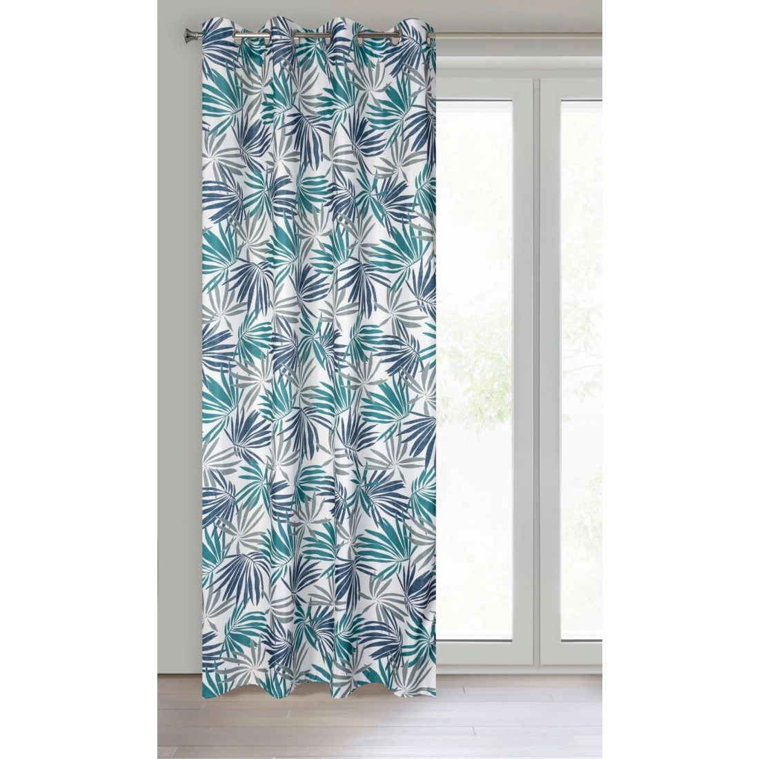 Záves 140x250 cm mikrovláknový bielo tyrkysový na kovové krúžky ELINA Design 91