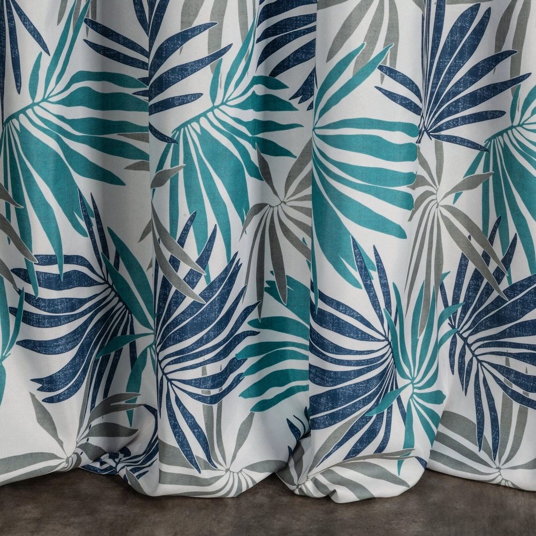 Záves 140x250 cm mikrovláknový bielo tyrkysový na kovové krúžky ELINA Design 91