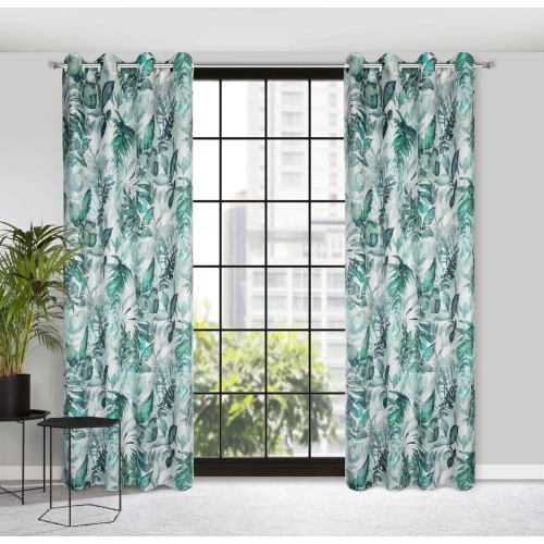 Záves 140x250 cm mikrovláknový bielo-zelený na kovové krúžky ADELINE Diva Line