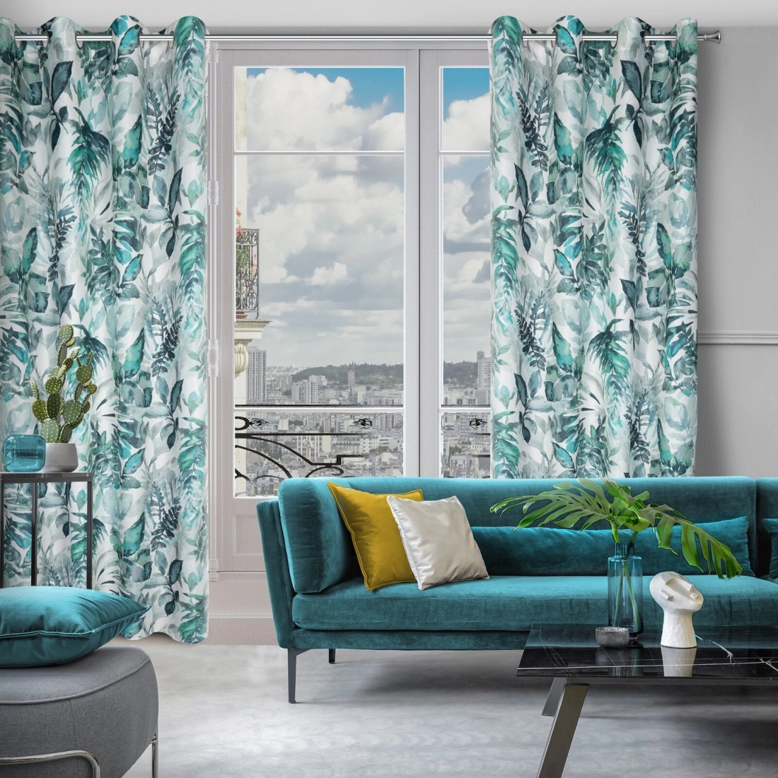 Záves 140x250 cm mikrovláknový bielo-zelený na kovové krúžky ADELINE Diva Line