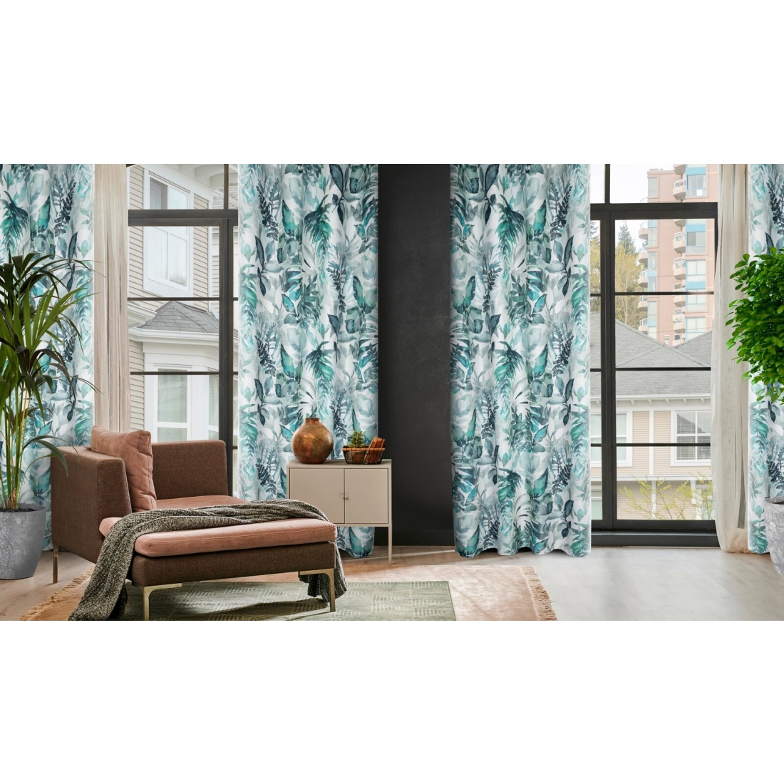 Záves 140x250 cm mikrovláknový bielo-zelený na kovové krúžky ADELINE Diva Line