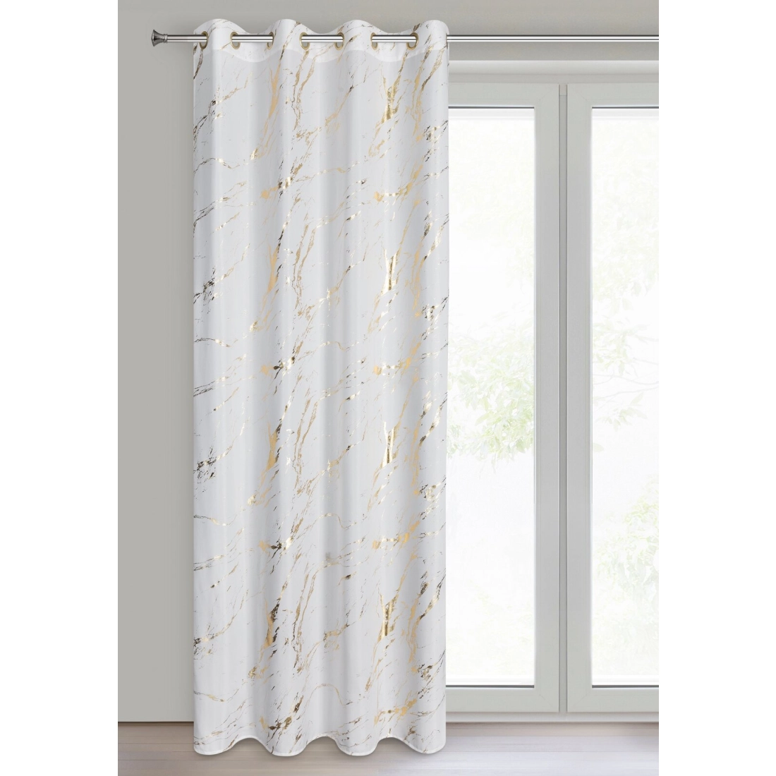 Záves 140x250 cm mikrovláknový bielo-zlatistý na kovové krúžky LANI