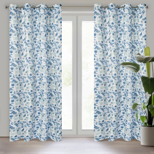 Záves 140x250 cm mikrovláknový biely, modrý na kovové krúžky ROSALI