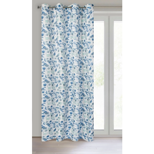 Záves 140x250 cm mikrovláknový biely, modrý na kovové krúžky ROSALI