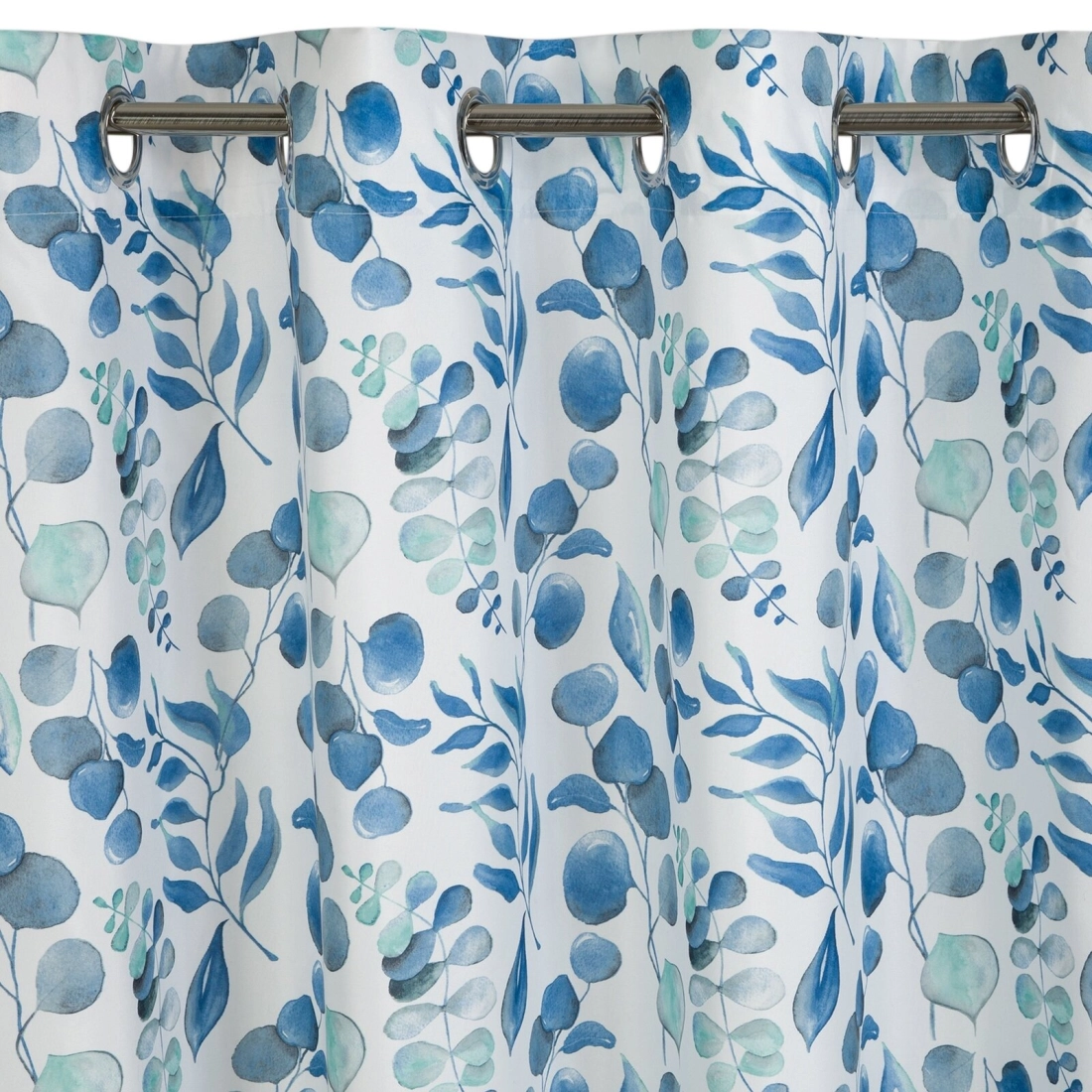 Záves 140x250 cm mikrovláknový biely, modrý na kovové krúžky ROSALI