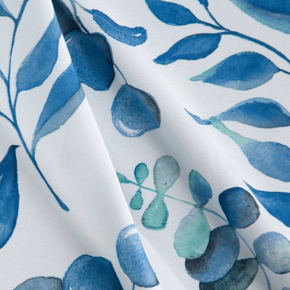 Záves 140x250 cm mikrovláknový biely, modrý na kovové krúžky ROSALI