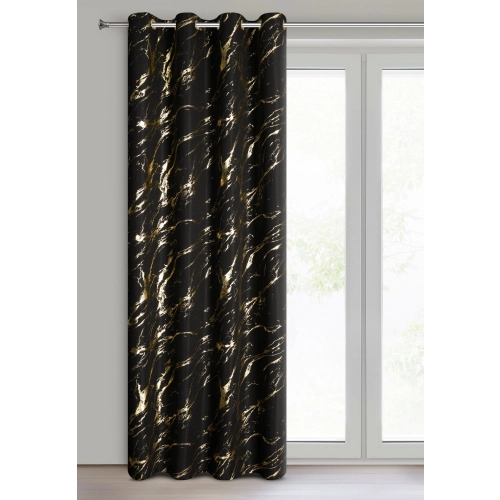 Záves 140x250 cm mikrovláknový čierno-zlatý na kovové krúžky LANI