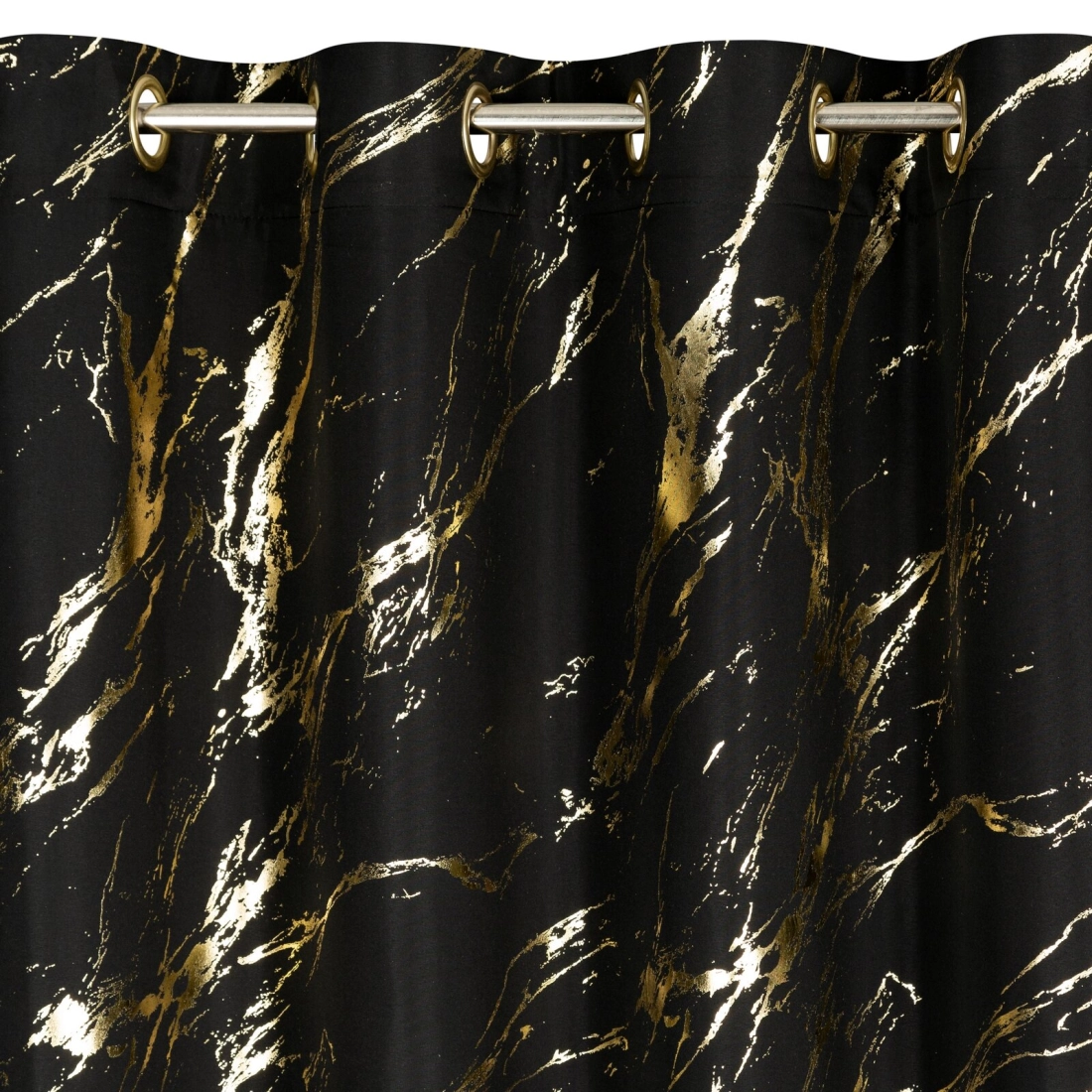 Záves 140x250 cm mikrovláknový čierno-zlatý na kovové krúžky LANI