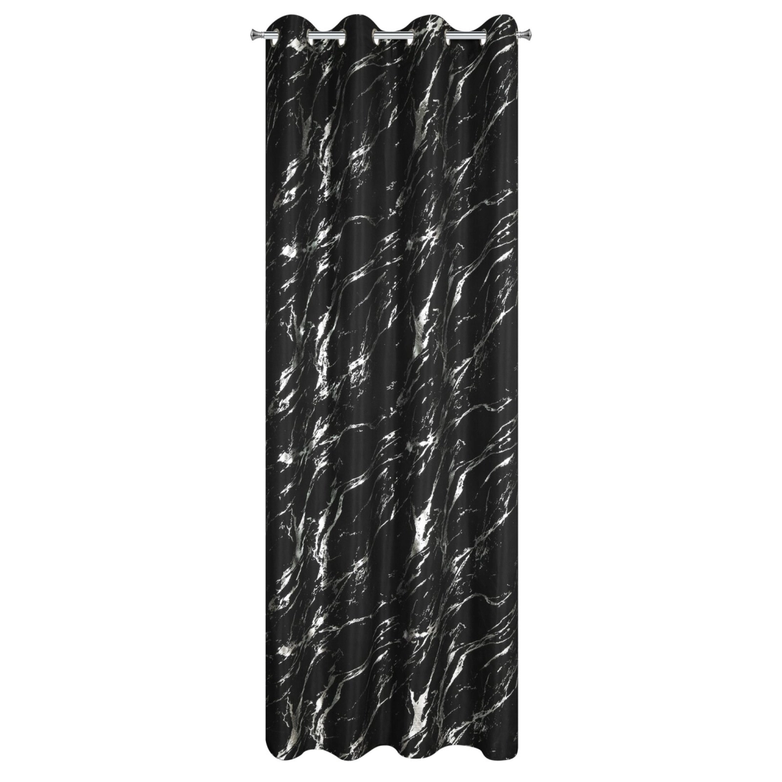 Závěs 140 x 250 cm z mikrovlákna černo-stříbrný na kovových kroužcích LANI