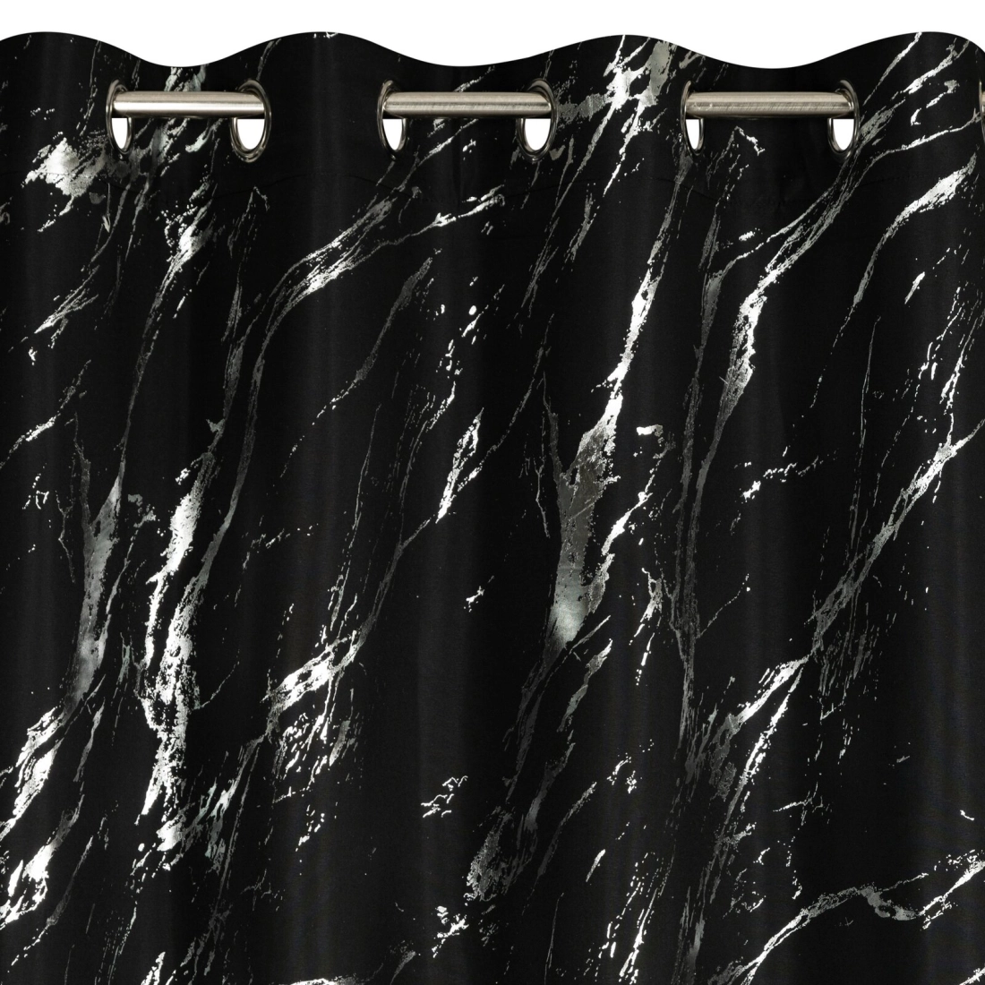 Závěs 140 x 250 cm z mikrovlákna černo-stříbrný na kovových kroužcích LANI