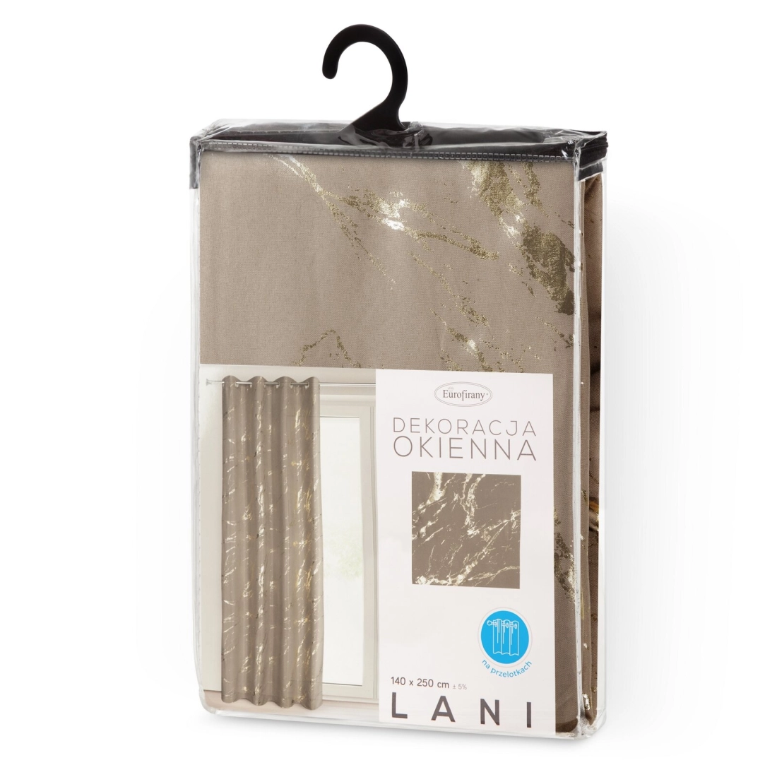 Závěs 140 x 250 cm z mikrovlákna hnědý, zlatavý, s kovovými kroužky LANI