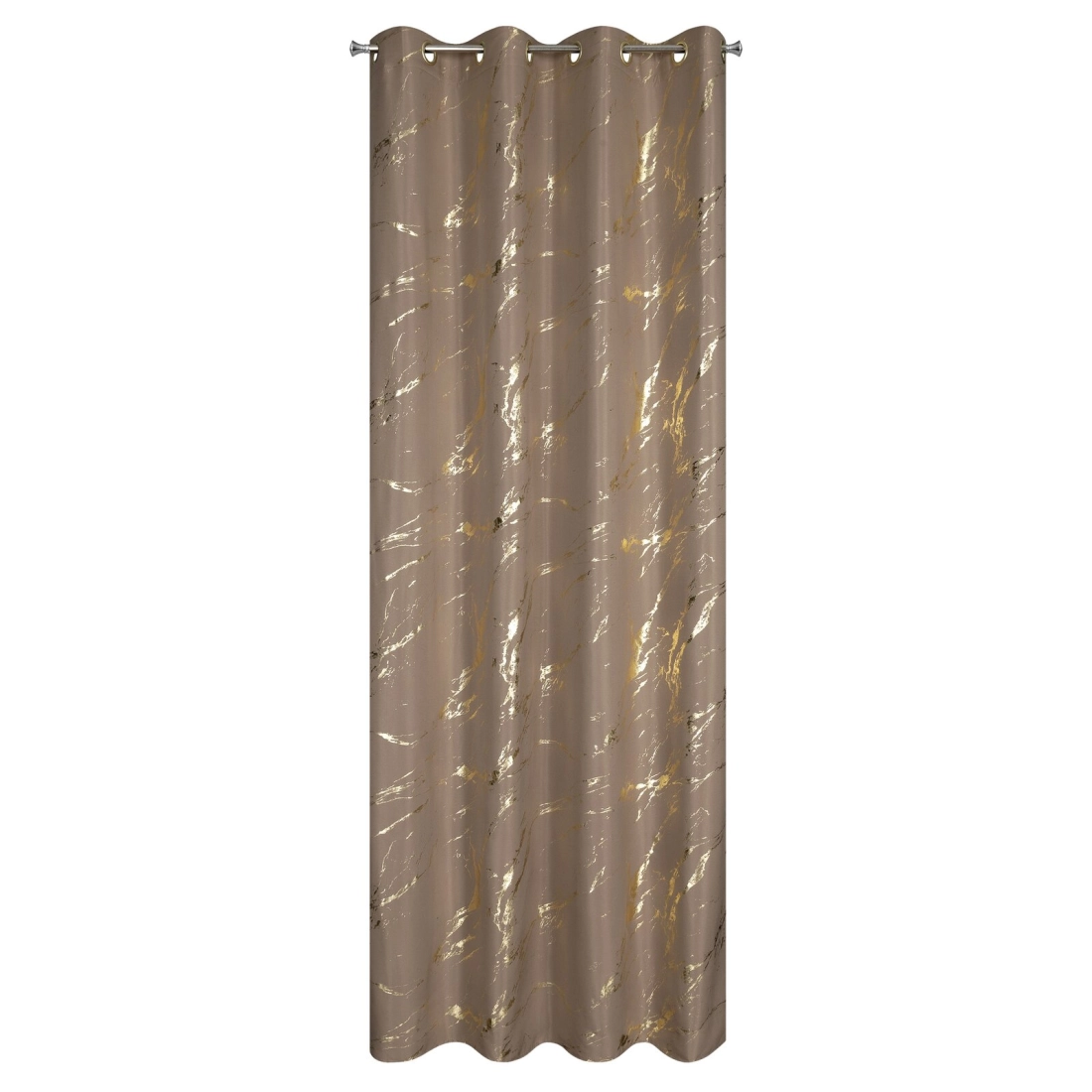 Závěs 140 x 250 cm z mikrovlákna hnědý, zlatavý, s kovovými kroužky LANI