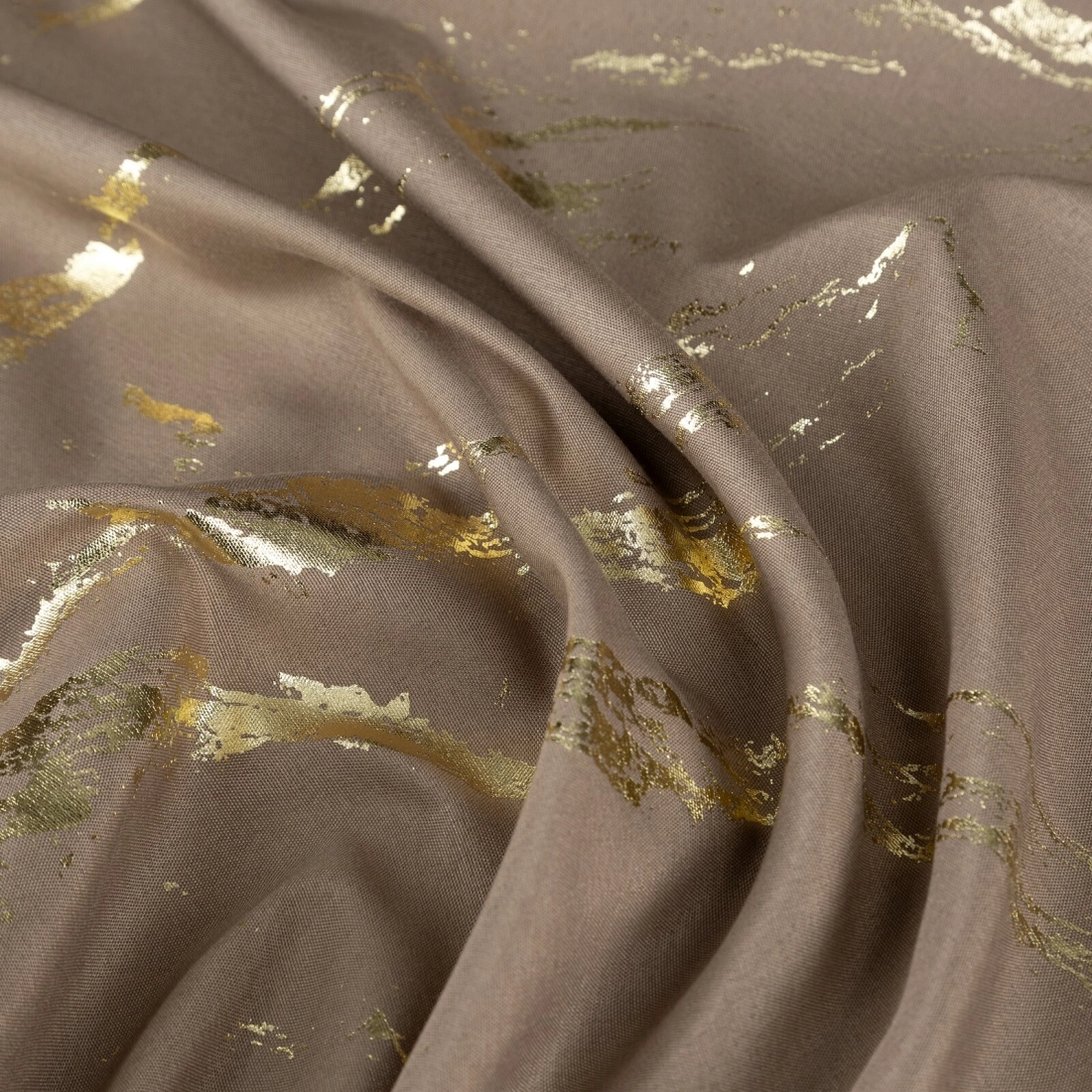 Závěs 140 x 250 cm z mikrovlákna hnědý, zlatavý, s kovovými kroužky LANI