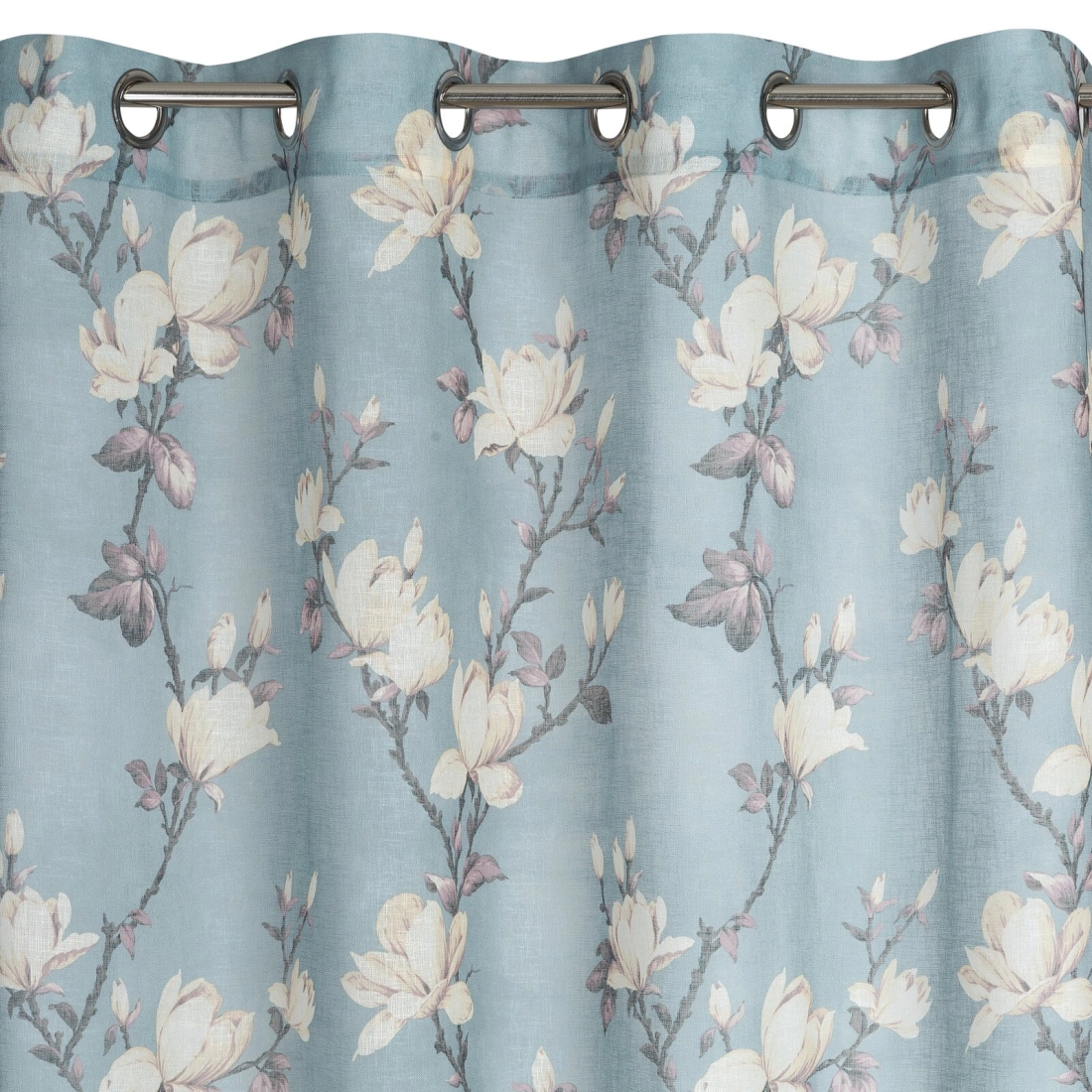 Záves 140x250 cm modrý krémový na kovové krúžky LUNA