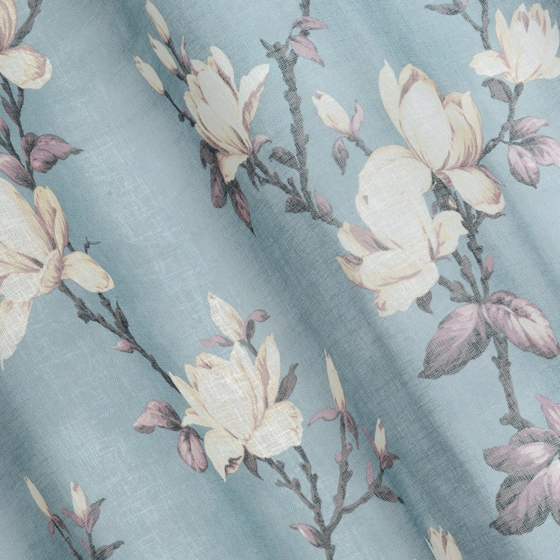 Záves 140x250 cm modrý krémový na kovové krúžky LUNA