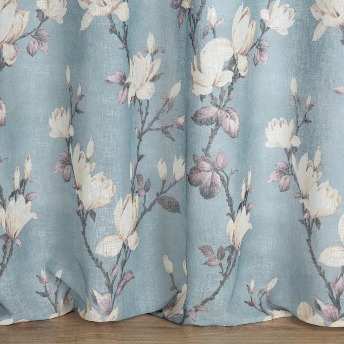 Záves 140x250 cm modrý krémový na kovové krúžky LUNA