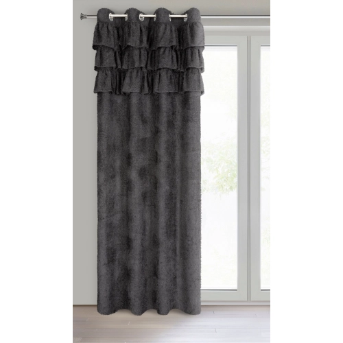 Záves 140x250 cm moherový čierny na kovové krúžky AGIS