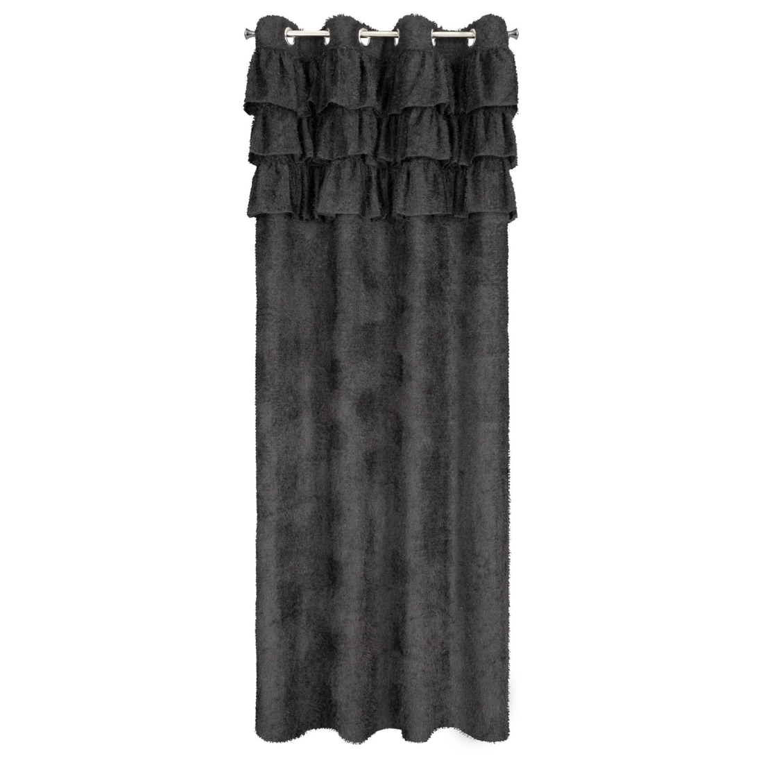 Záves 140x250 cm moherový čierny na kovové krúžky AGIS