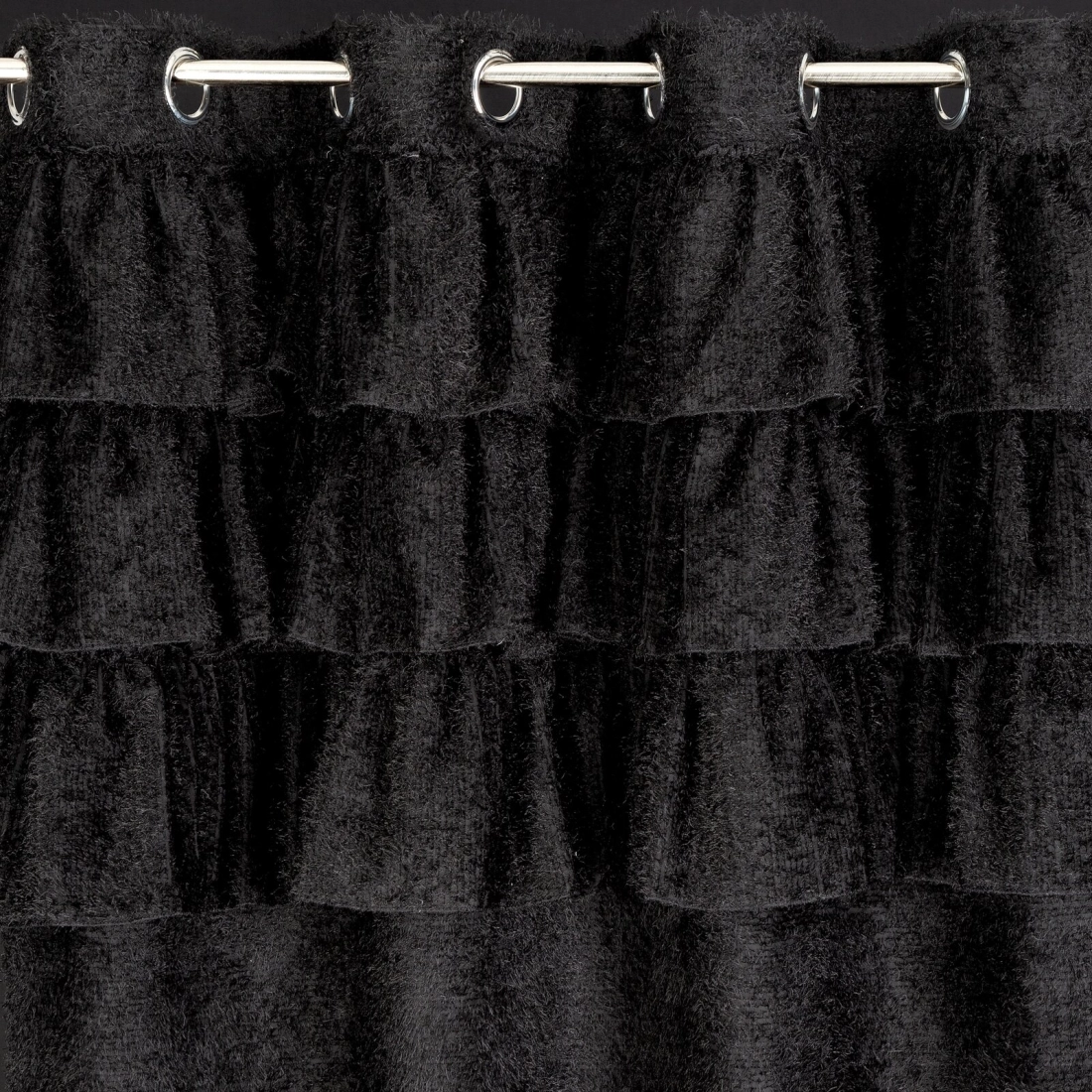 Záves 140x250 cm moherový čierny na kovové krúžky AGIS