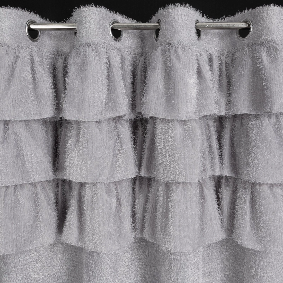 Záves 140x250 cm moherový strieborný na kovové krúžky AGIS