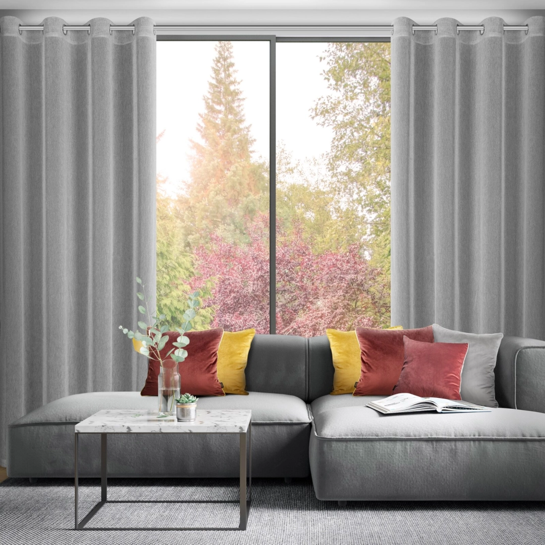 Záves 140x250 cm oceľový na kovové krúžky ADELA