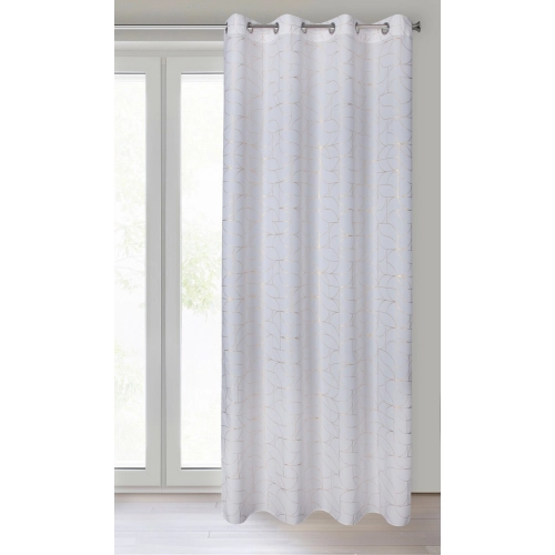 Záves 140x250 cm oxford bielo-zlatý na kovové krúžky EVI