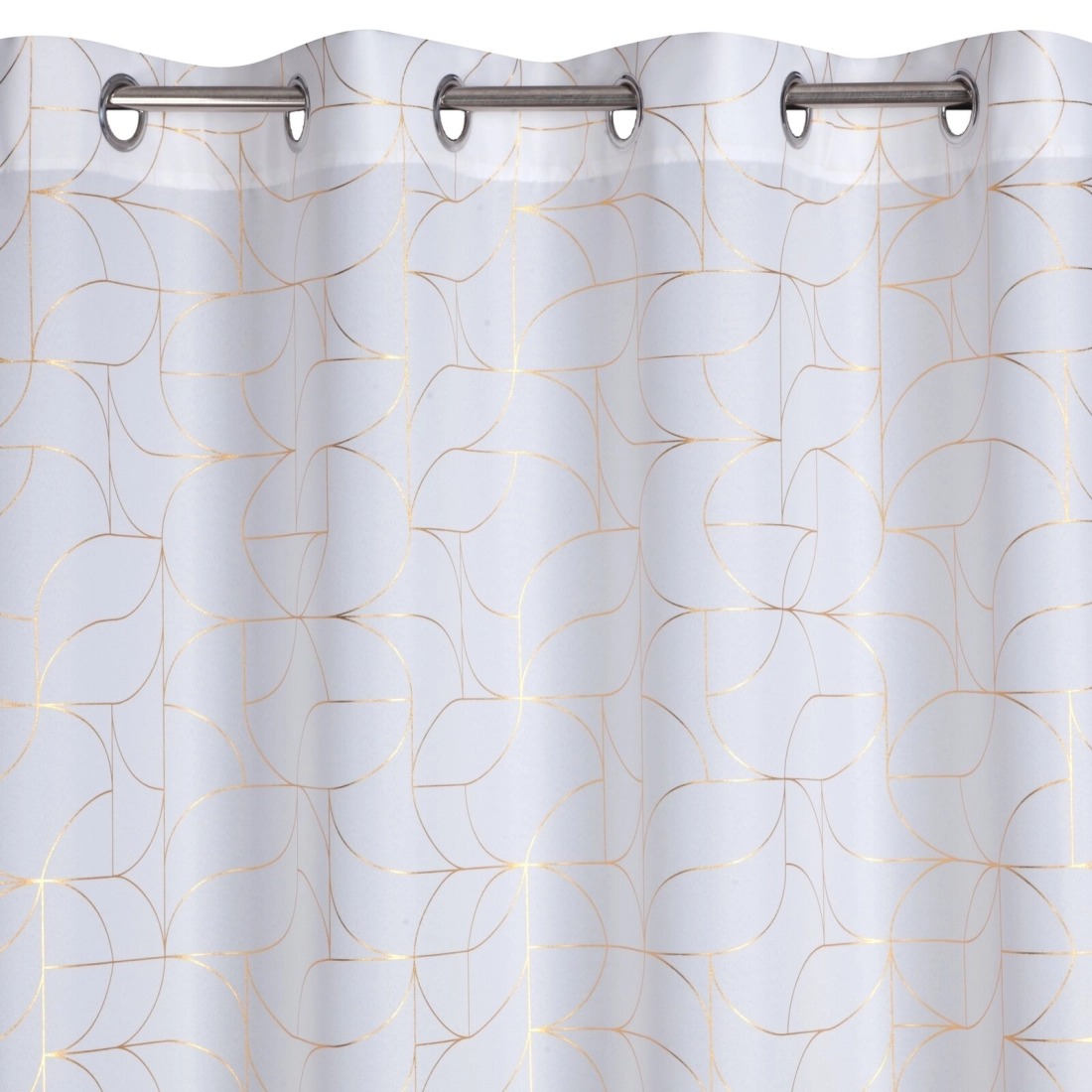 Záves 140x250 cm oxford bielo-zlatý na kovové krúžky EVI
