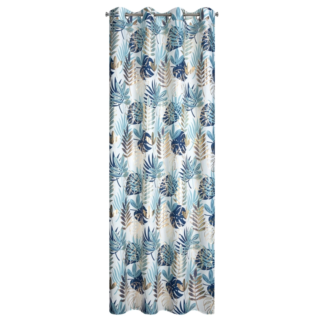 Záves 140x250 cm polyester bielo tyrkysový na kovové krúžky MALTA