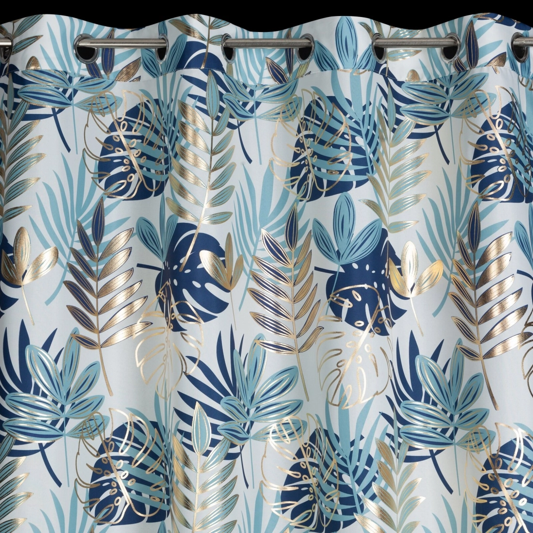 Záves 140x250 cm polyester bielo tyrkysový na kovové krúžky MALTA