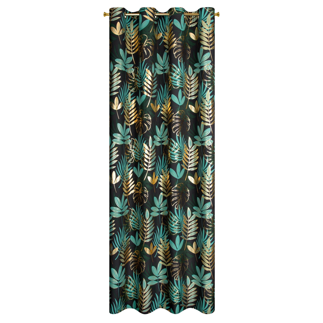 Záves 140x250 cm polyester čierno-zelený na kovové krúžky MALTA