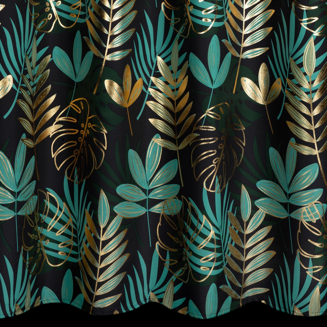 Záves 140x250 cm polyester čierno-zelený na kovové krúžky MALTA