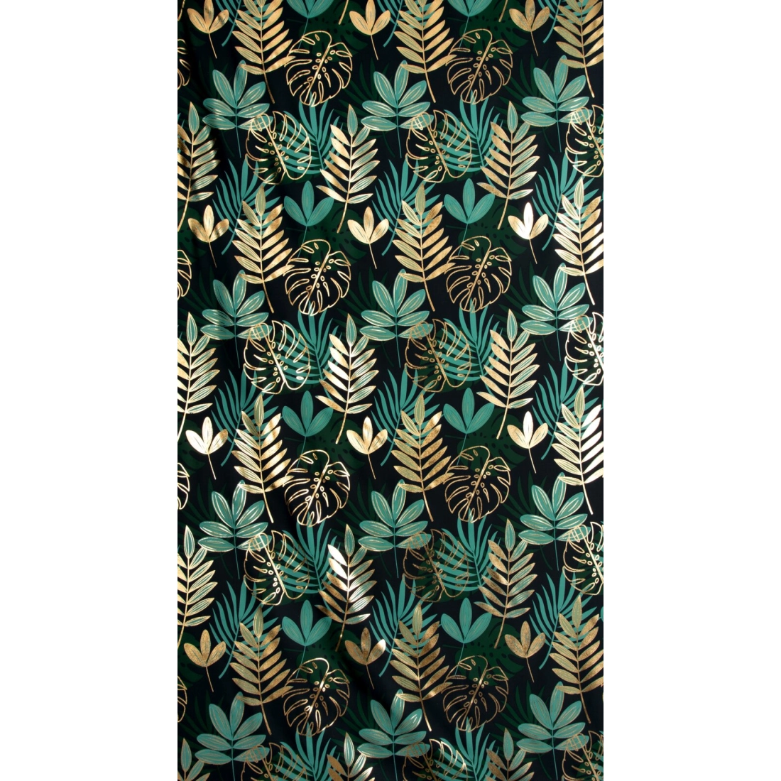 Záves 140x250 cm polyester čierno-zelený na kovové krúžky MALTA