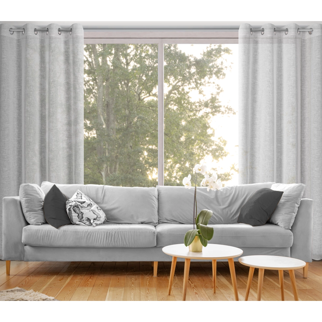 Záves 140x250 cm polyester sivý na kovové krúžky AMARI