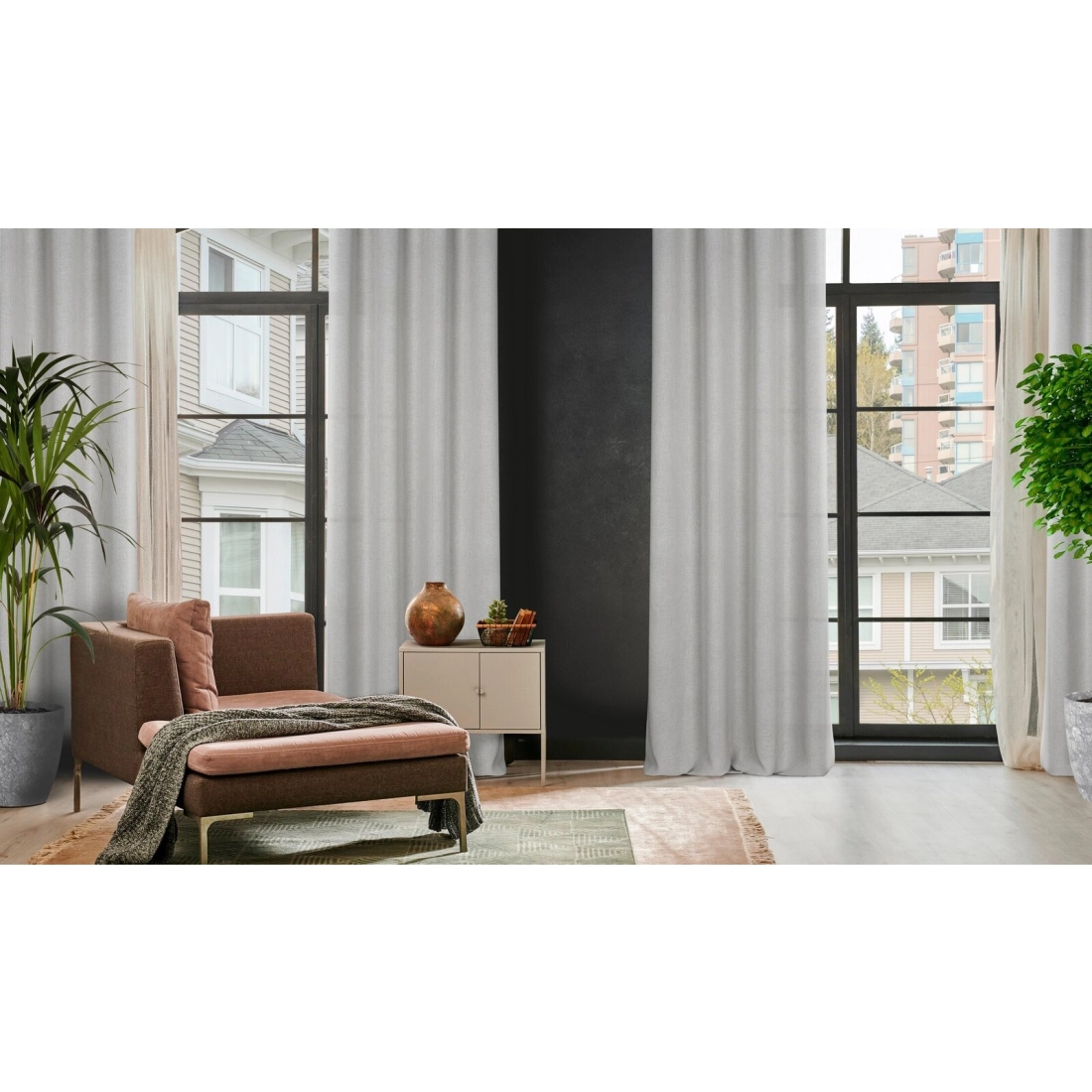 Záves 140x250 cm polyester sivý na kovové krúžky CINDY