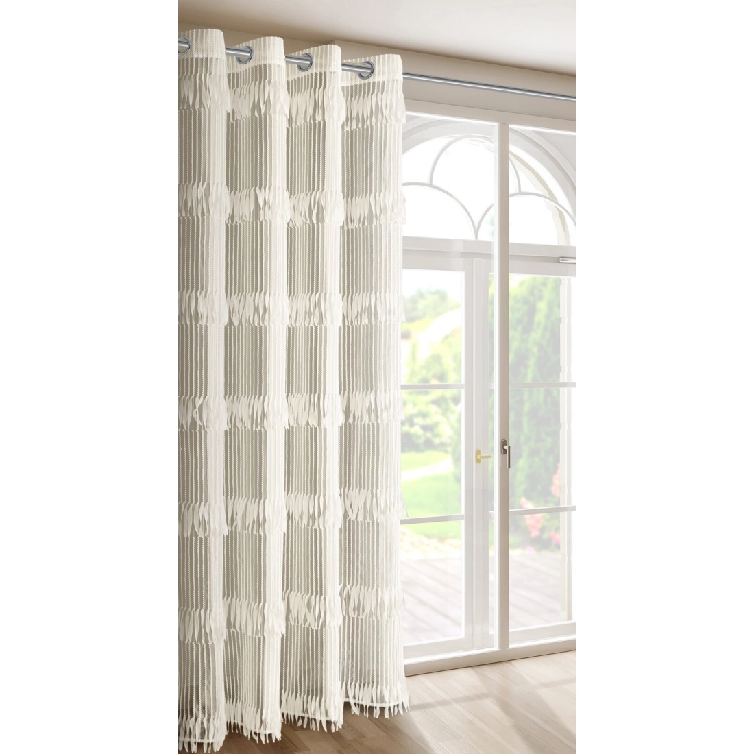 Záves 140x250 cm polyester svetlobéžový na kovové krúžky SOTERA Eva Minge