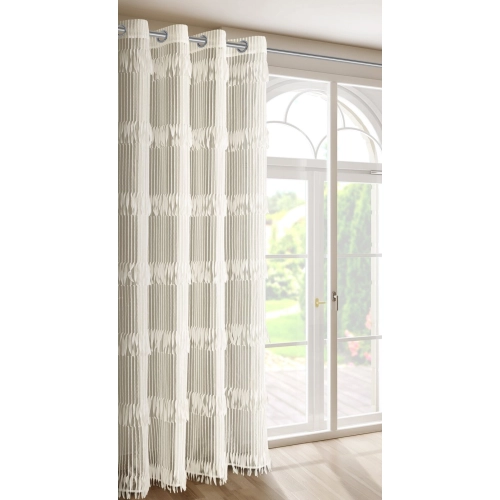 Záves 140x250 cm polyester svetlobéžový na kovové krúžky SOTERA Eva Minge