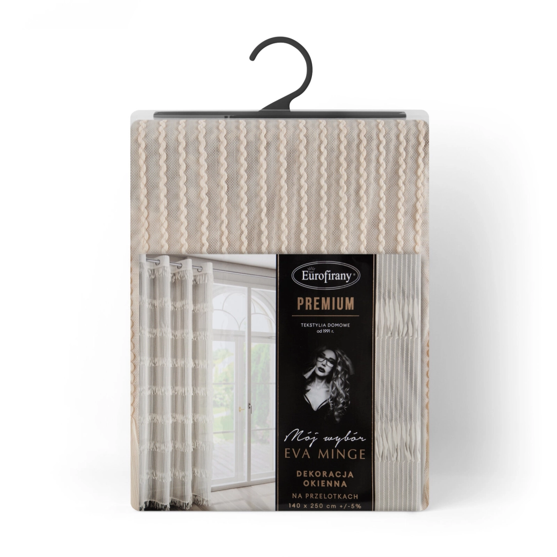 Záves 140x250 cm polyester svetlobéžový na kovové krúžky SOTERA Eva Minge