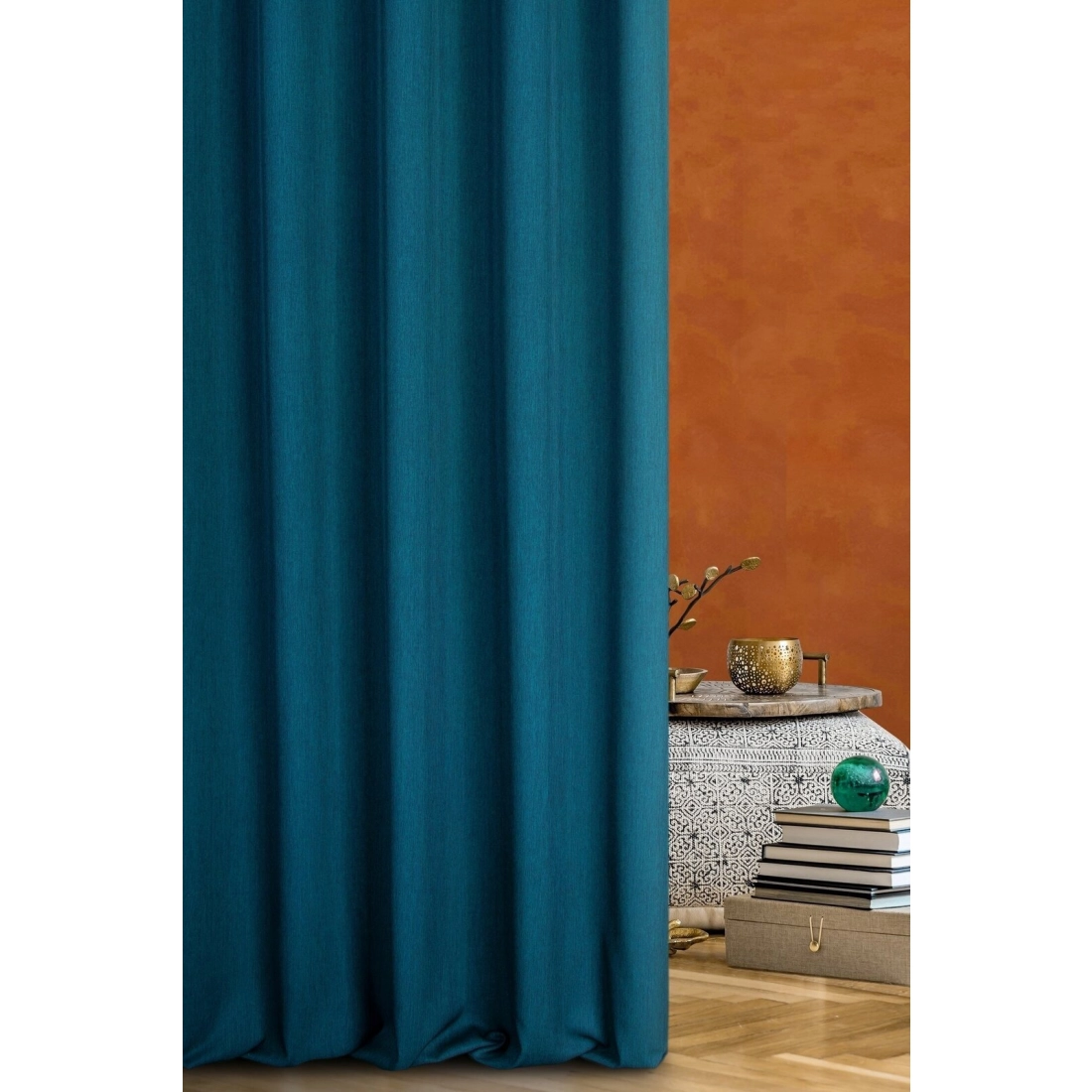 Záves 140x250 cm polyester tmavomodrý na kovové krúžky MOROCCO TERRA COLLECTION