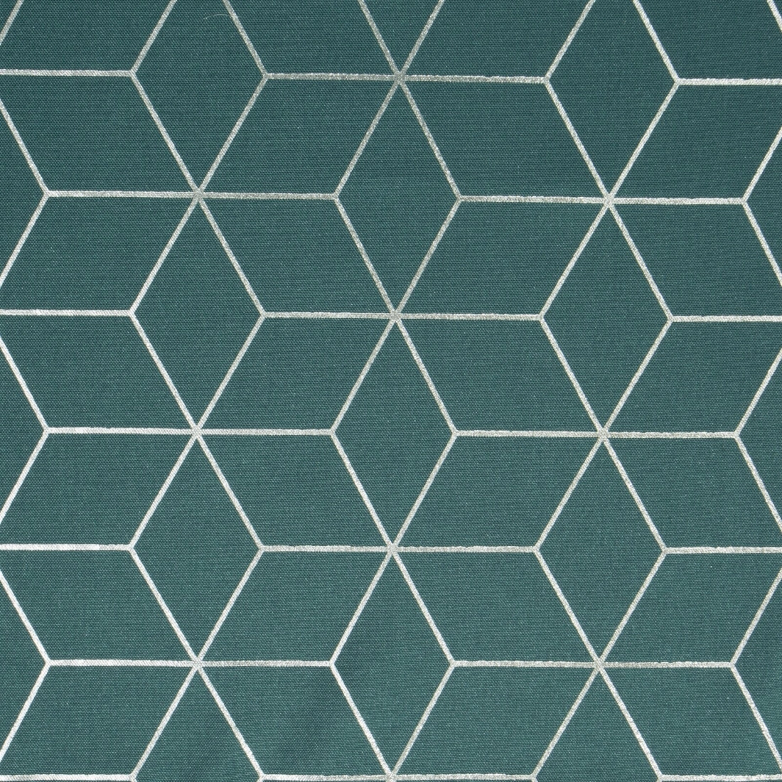 Závěs 140 × 250 cm polyester tmavě tyrkysový/stříbrný na kovových kroužcích CUBE