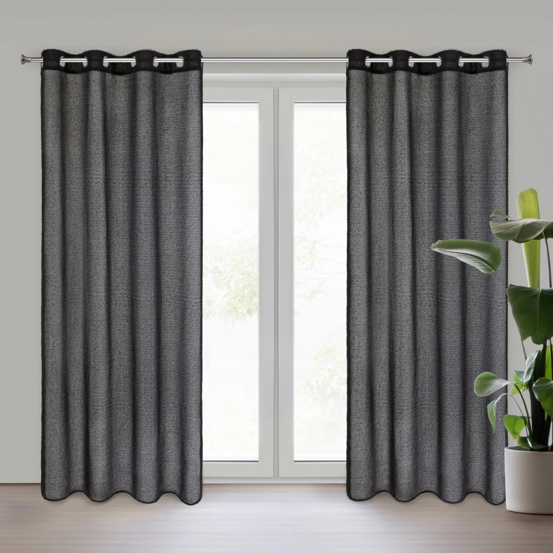 Záves 140x250 cm polyesterový čierny na kovové krúžky AGIS