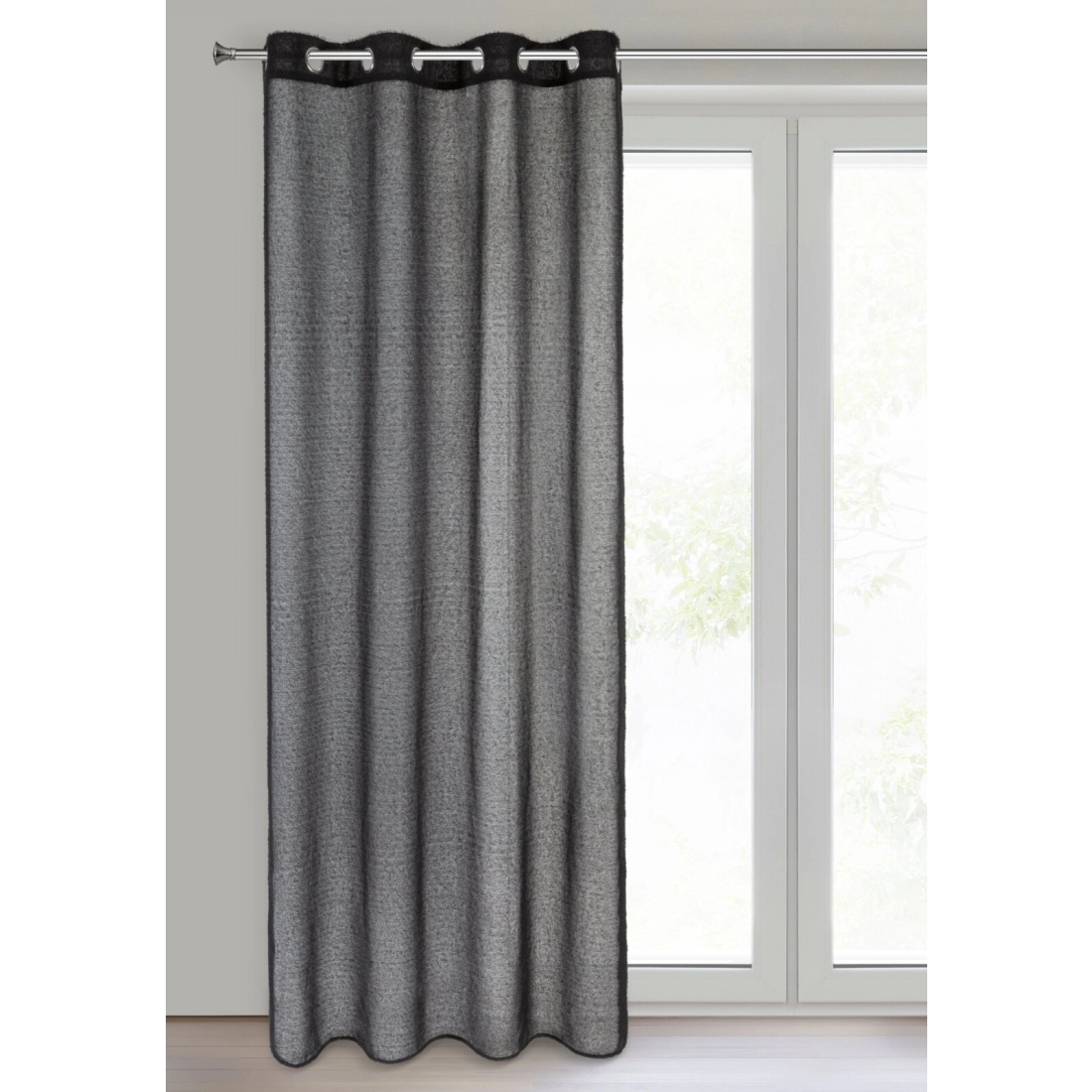 Záves 140x250 cm polyesterový čierny na kovové krúžky AGIS