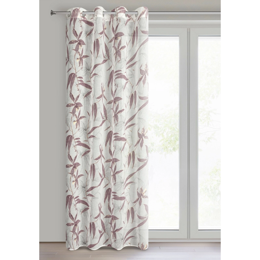 Závěs 140x250 cm polyesterový přírodně fialový na kovové kroužky PATI