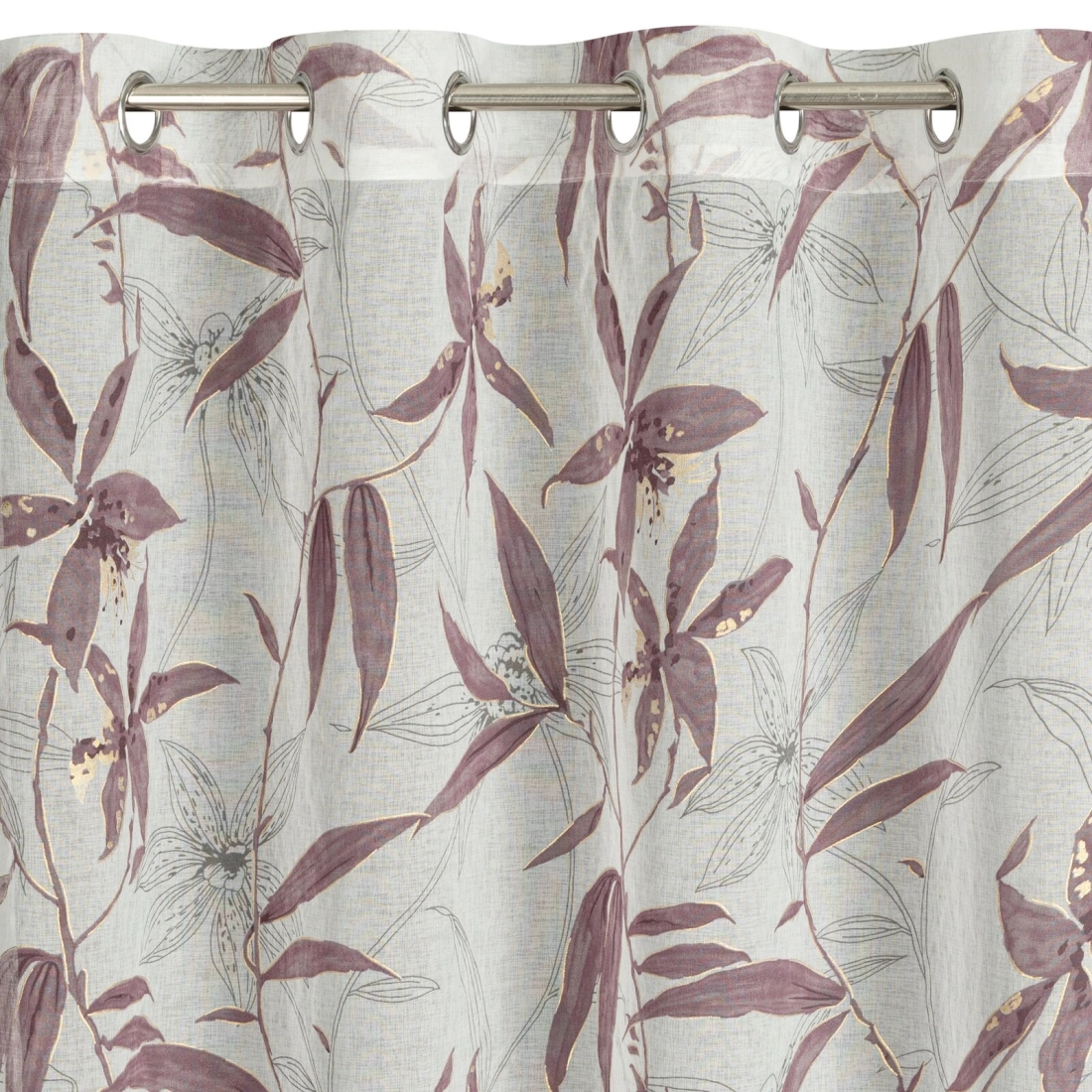 Závěs 140x250 cm polyesterový přírodně fialový na kovové kroužky PATI