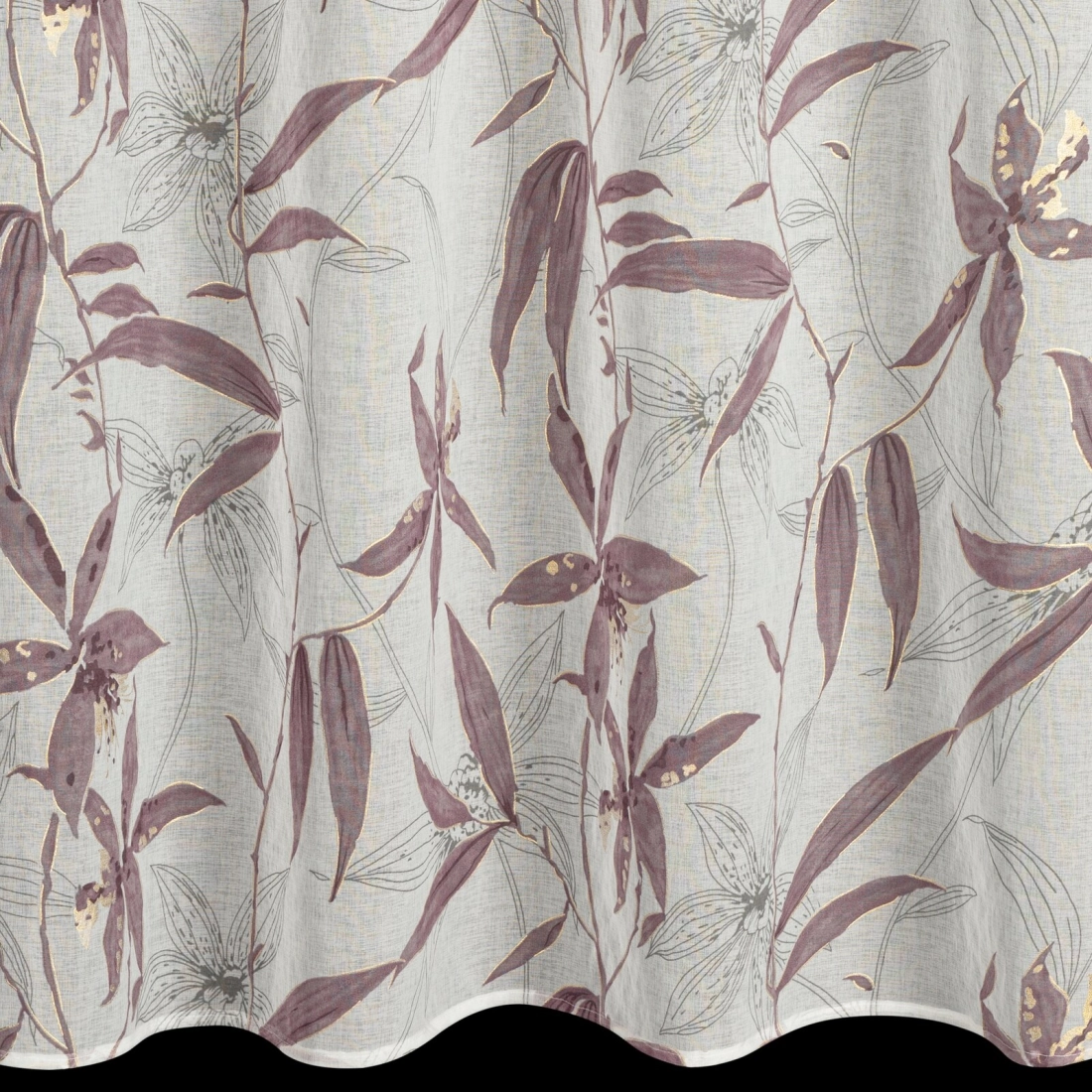 Závěs 140x250 cm polyesterový přírodně fialový na kovové kroužky PATI