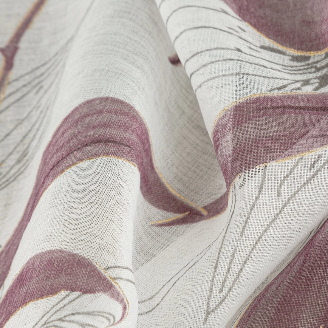 Závěs 140x250 cm polyesterový přírodně fialový na kovové kroužky PATI