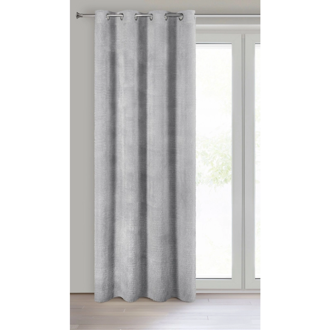 Záves 140x250 cm polyesterový strieborný na kovové krúžky AGIS