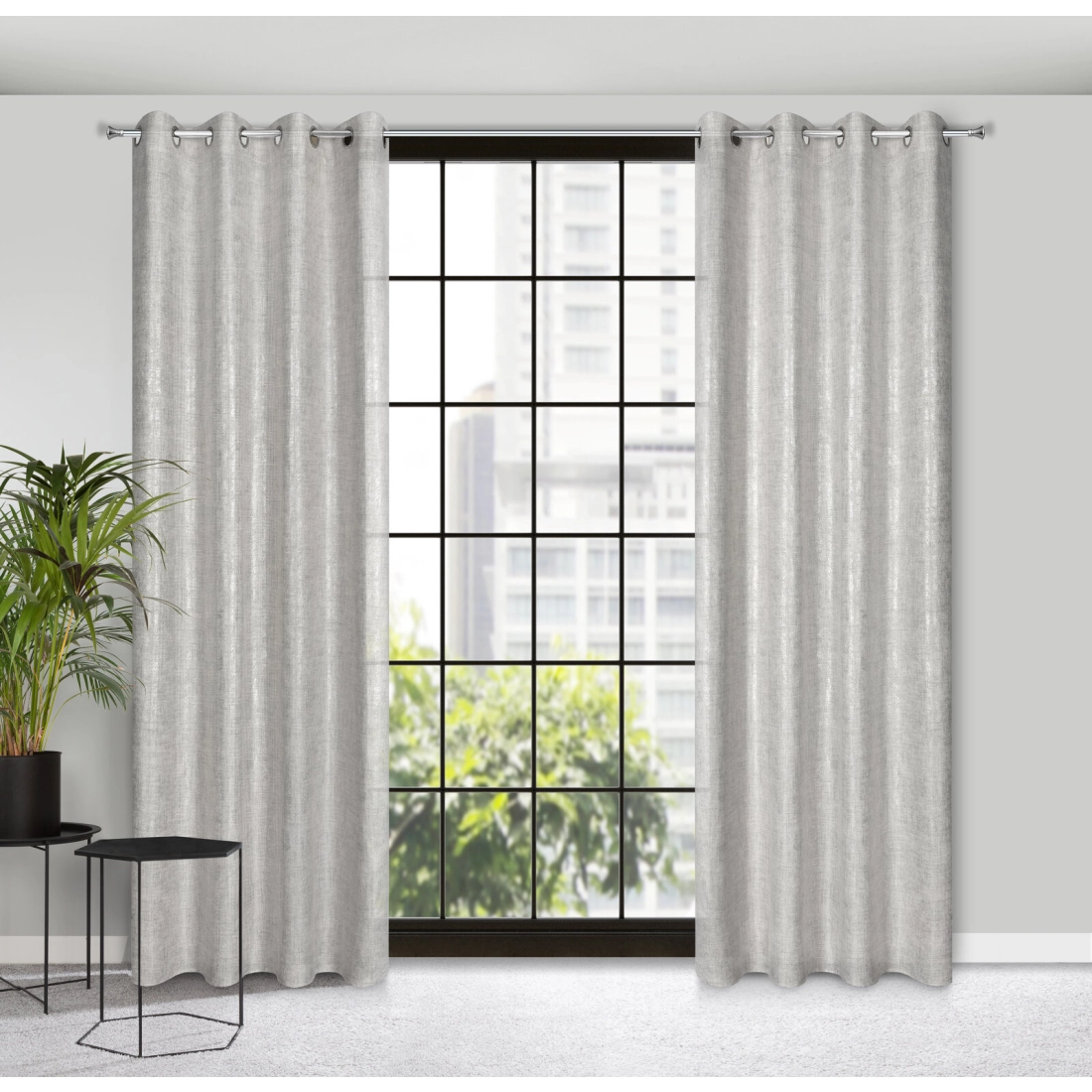 Záves 140x250 cm polyesterový strieborný na kovové krúžky BLANKA