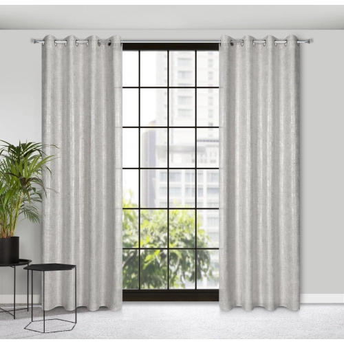 Záves 140x250 cm polyesterový strieborný na kovové krúžky BLANKA