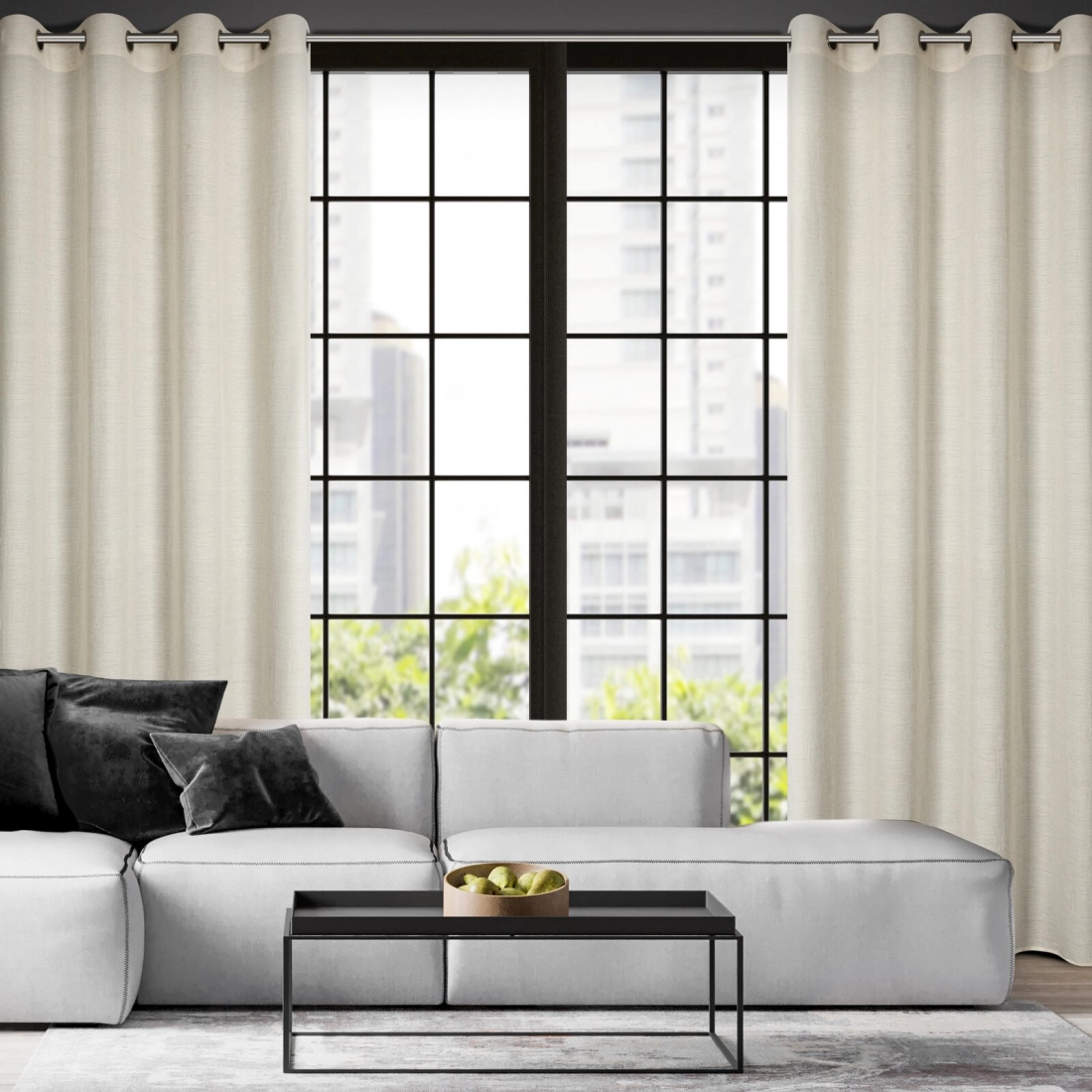 Záves 140x250 cm polyestr prirodný na kovové krúžky ETNA